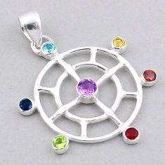 3.00cts natural multicolor multi gemstone 925 sterling silver chakra pendant