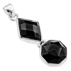 12.22cts 3 stone hexagon natural black onyx 925 silver pendant jewelry t64596