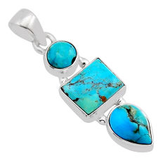 6.44cts 3 stone natural green kingman turquoise sterling silver pendant y81882