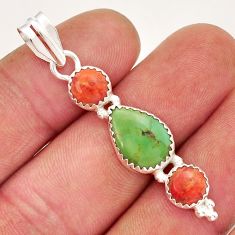7.75cts 3 stone natural turquoise tibetan mojave turquoise silver pendant y18783