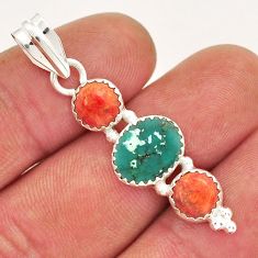 7.31cts 3 stone natural turquoise tibetan mojave turquoise silver pendant y18788