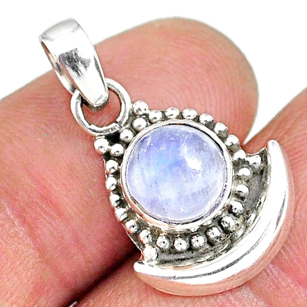 3.03ct natural rainbow moonstone 925 sterling silver moon pendant jewelry r89434