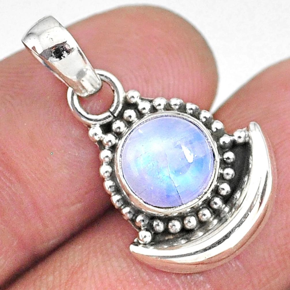 3.04ct natural rainbow moonstone 925 sterling silver moon pendant jewelry r89459