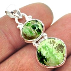 925 silver 8.24cts 2 stone natural green chrome chalcedony pendant t55200