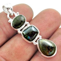 925 silver 11.15cts 3 stone natural ammolite (canadian) pendant jewelry t54960
