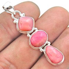 925 silver 11.07cts 3 stone natural pink petalite opal pendant jewelry t55039