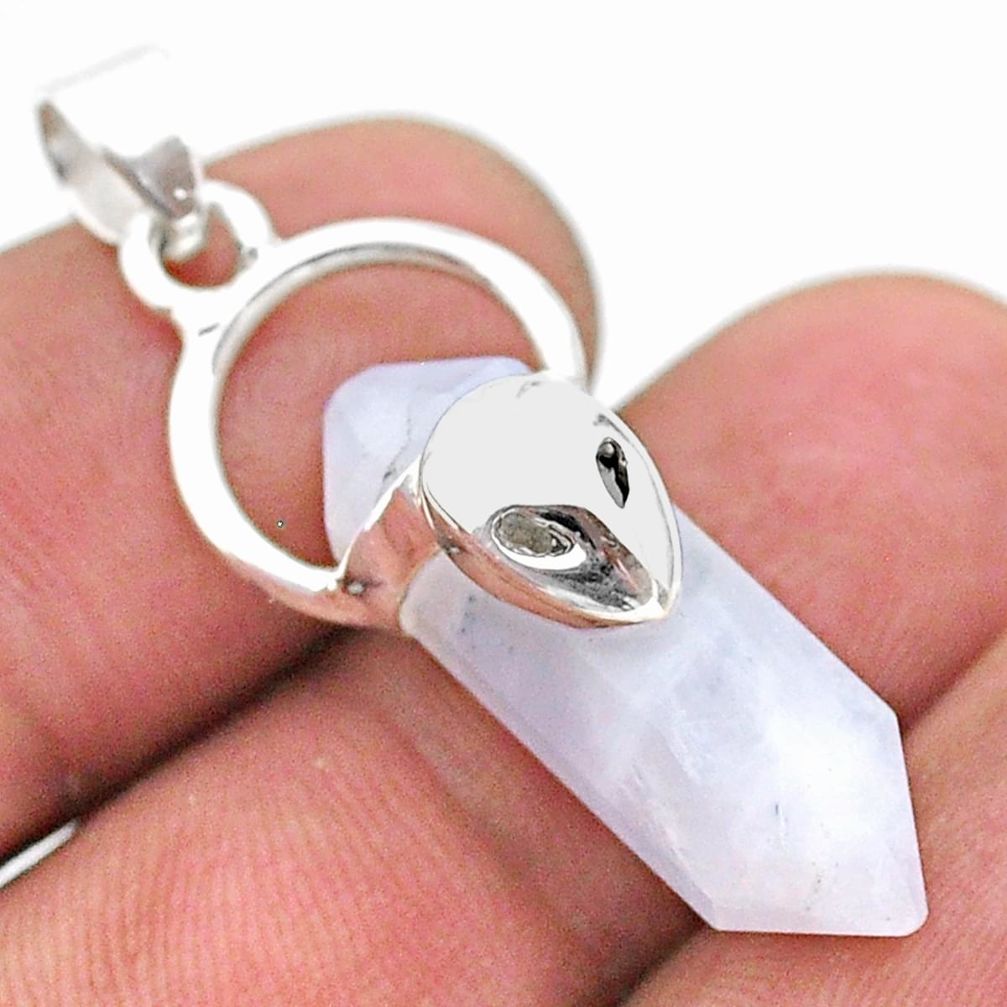 925 silver 12.22cts aline face double pointer natural moonstone pendant t44340
