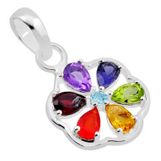 925 silver amethyst cornelian garnet citrine peridot topaz chakra pendant n26776