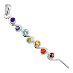 925 silver 2.68cts amethyst cornelian peridot garnet topaz chakra pendant y53064