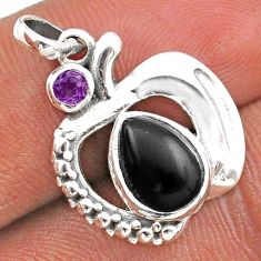 925 silver 2.92cts apple charm natural black onyx pear amethyst pendant t86511