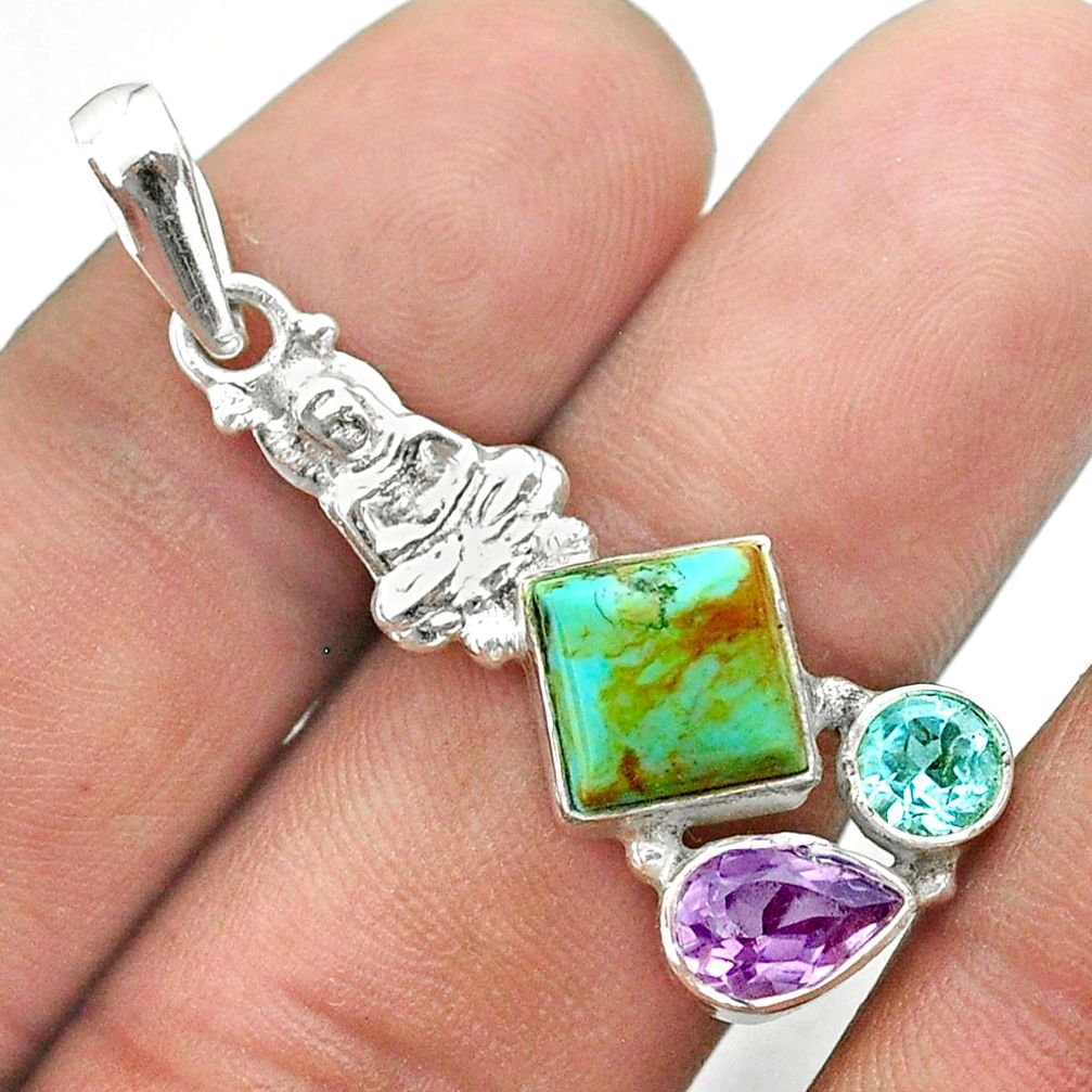 na mohave turquoise amethyst topaz buddha charm pendant t51274
