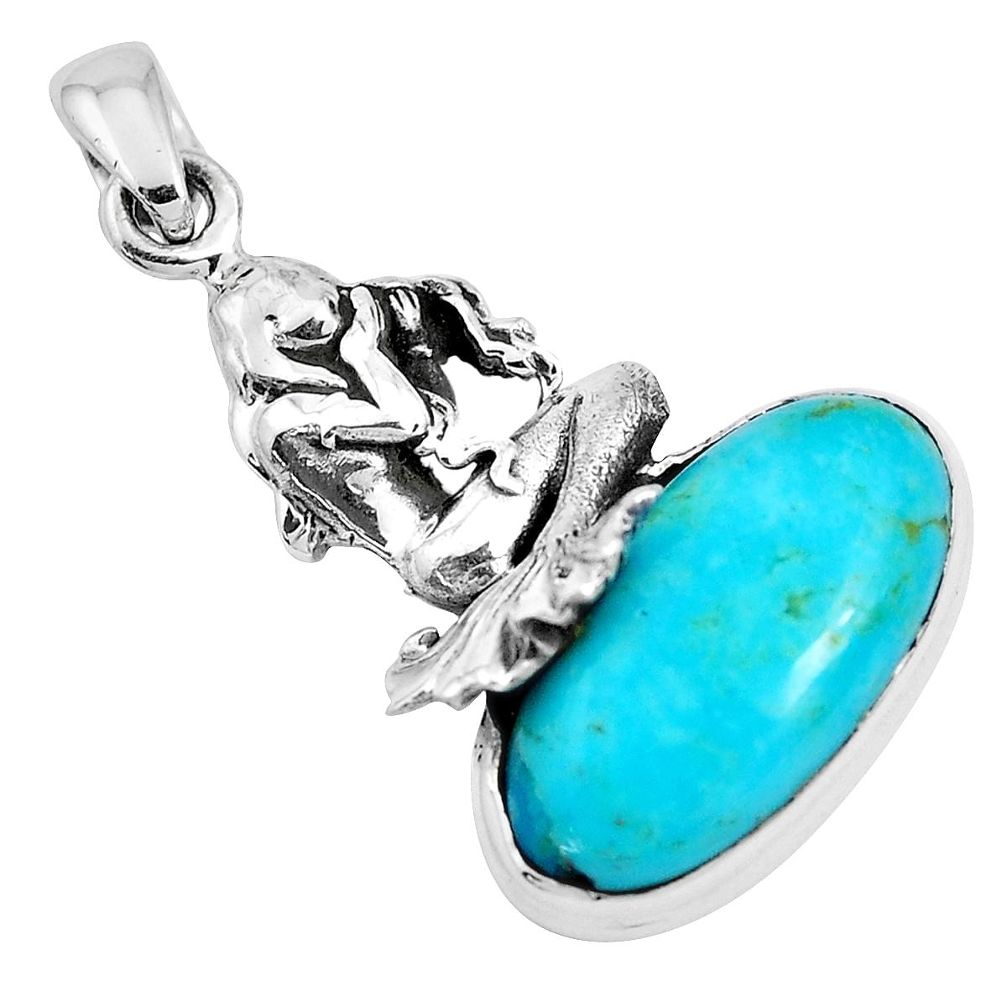 925 silver 10.44cts arizona mohave turquoise angel wings fairy pendant p42073
