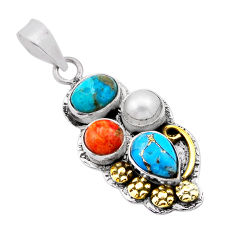 925 silver arizona mohave turquoise mojave turquoise pearl gold pendant n54078