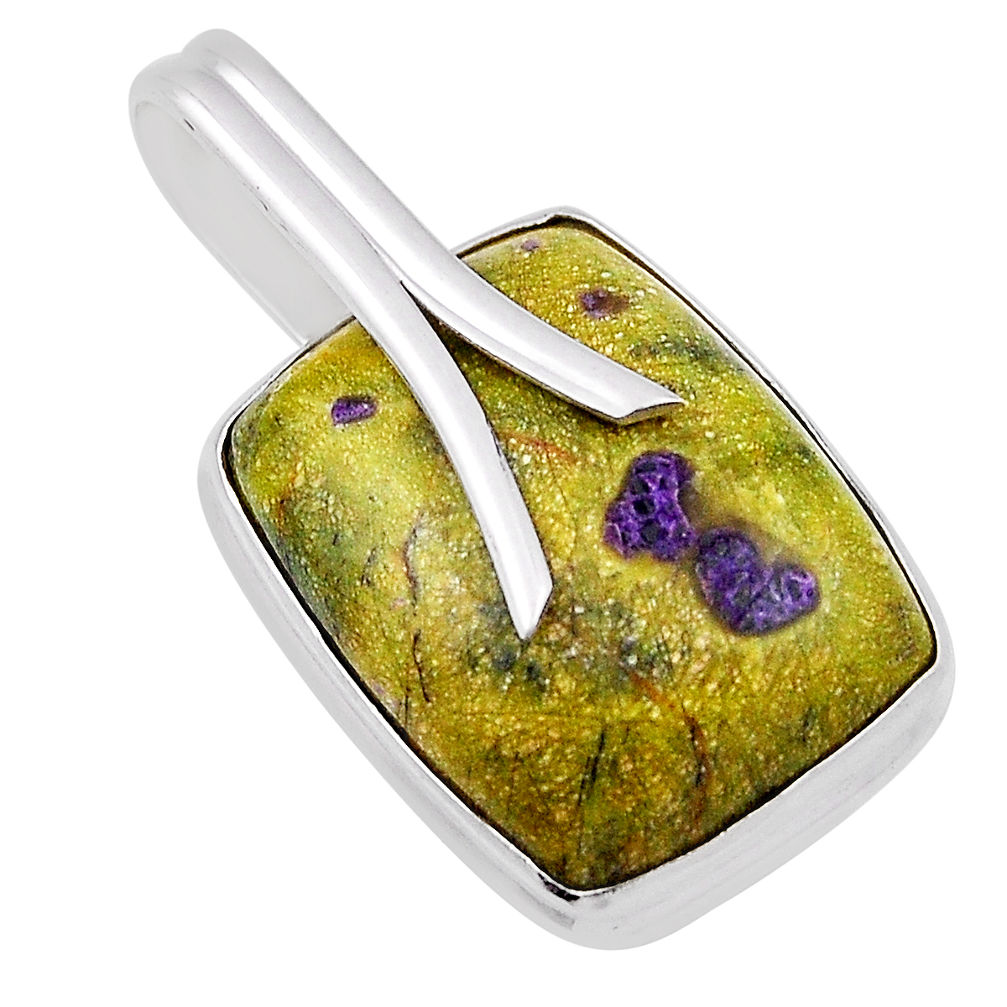 925 silver 14.47cts atlantisite (tasmanite) stichtite-serpentine pendant n29485