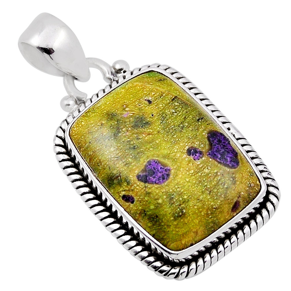 925 silver 14.14cts atlantisite (tasmanite) stichtite-serpentine pendant n29491