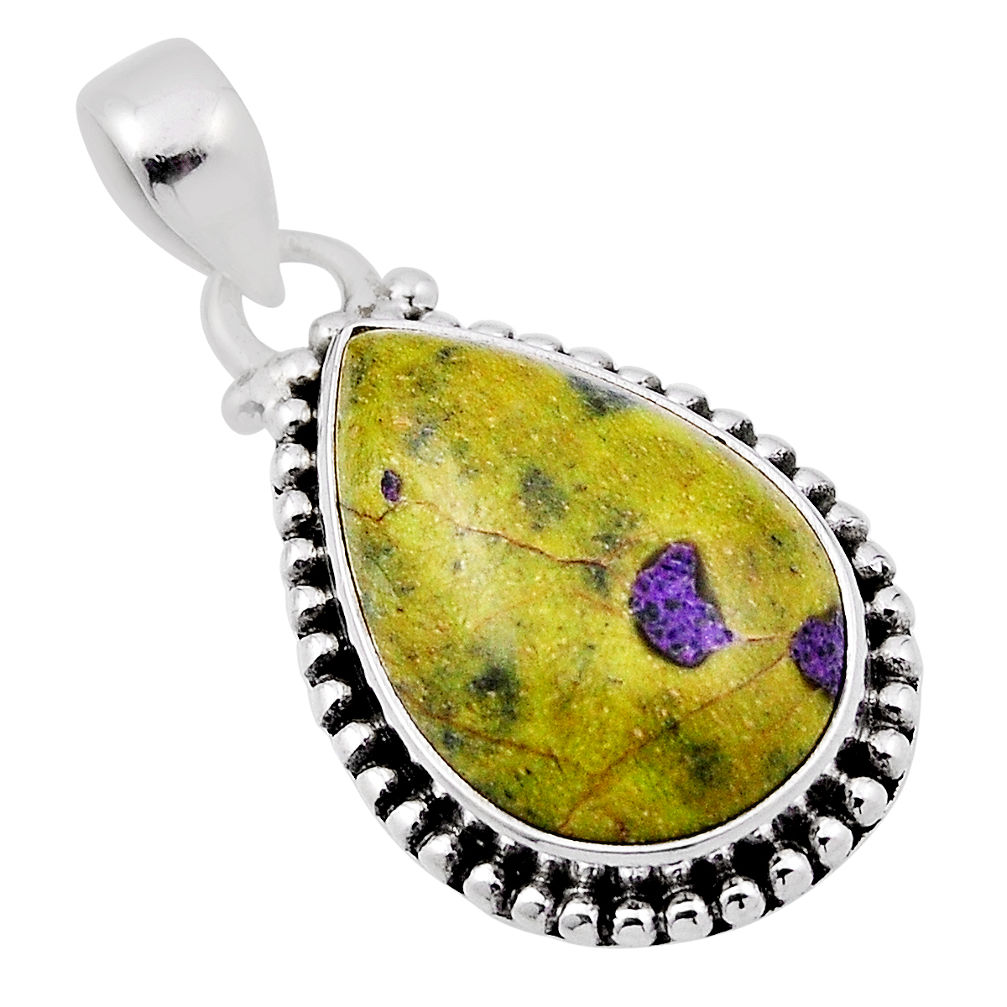 925 silver 13.85cts atlantisite (tasmanite) stichtite-serpentine pendant n29494