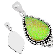 925 silver 4.34cts back close green australian opal (lab) pear pendant y43803