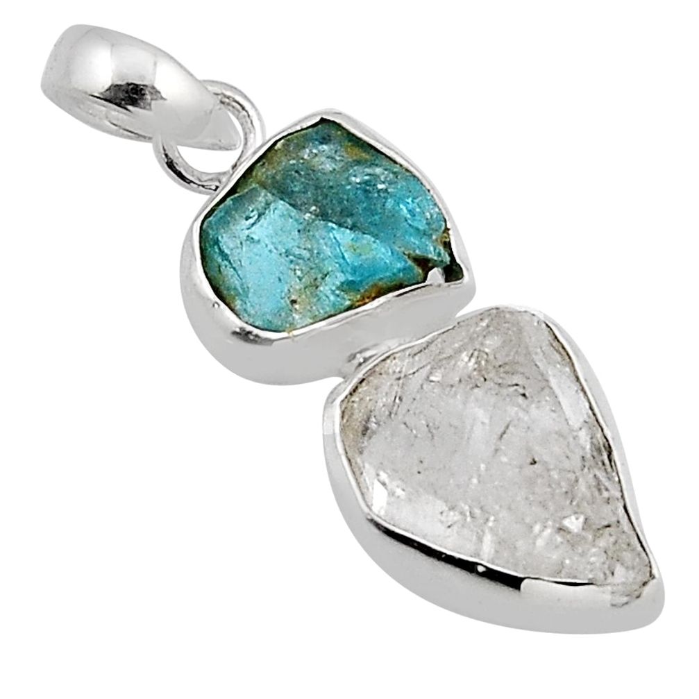 925 silver 9.94cts back close herkimer diamond apatite rough pendant y58170