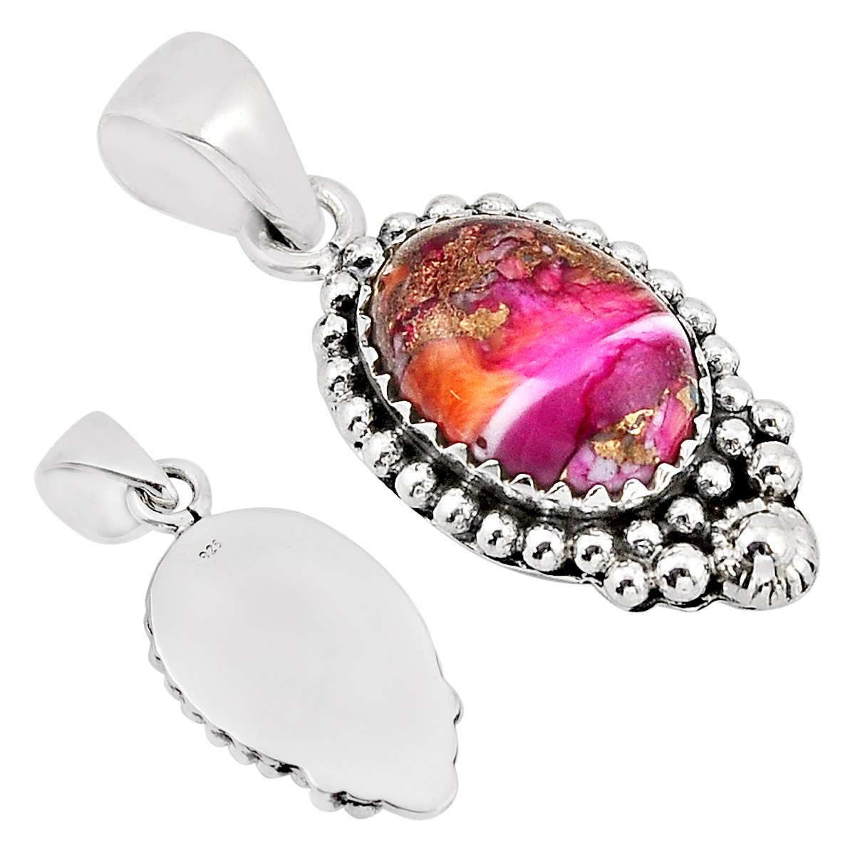 925 Silver Back Close Spiny Oyster Arizona Turquoise Oval
