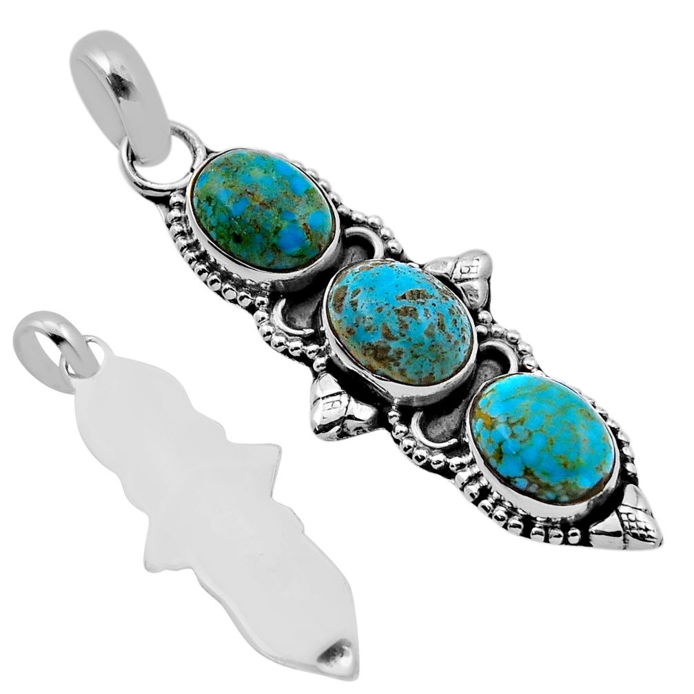 925 silver 8.57cts back closed green arizona mohave turquoise pendant n52493