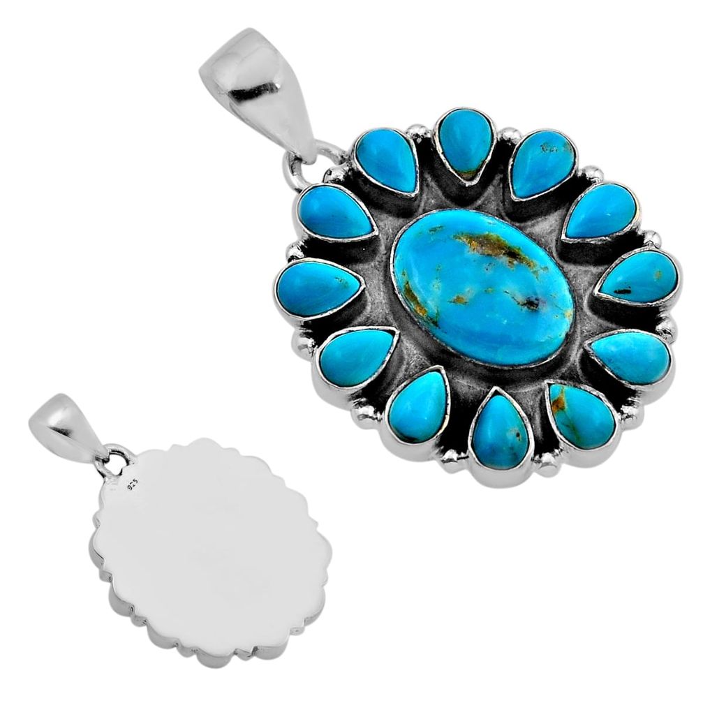 925 silver 14.12cts back closed natural green campitos turquoise pendant c32852