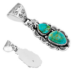 925 silver 10.43cts back closed natural green kingman turquoise pendant c32475