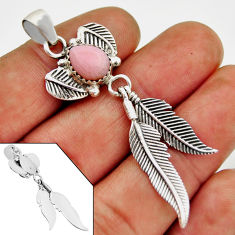 925 silver 4.38cts back closed natural pink opal dreamcatcher pendant n27586