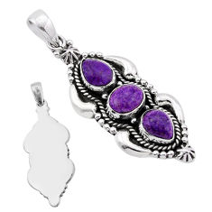 925 silver 6.13cts back closed natural purple purpurite stichtite pendant n49337