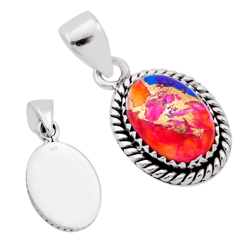 925 silver 6.43cts back closed spiny oyster arizona turquoise pendant n54119