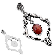 925 silver 4.19cts back closed sunstone (hematite feldspar) oval pendant n40596