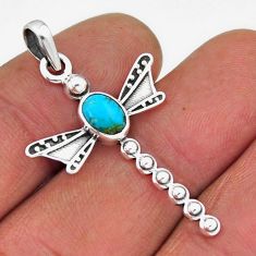 925 silver 1.47cts blue arizona mohave turquoise oval dragonfly pendant n45146