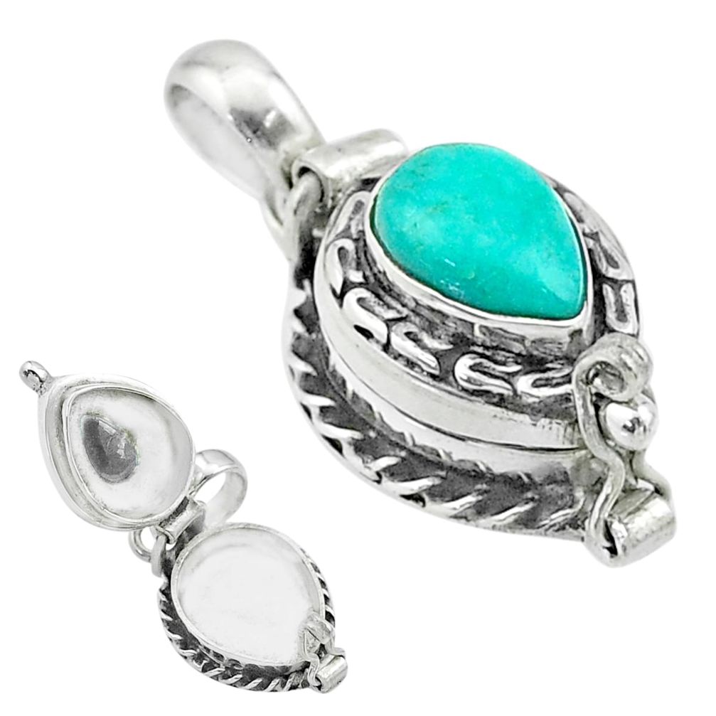 925 silver 2.53cts blue arizona mohave turquoise poison box pendant t52659