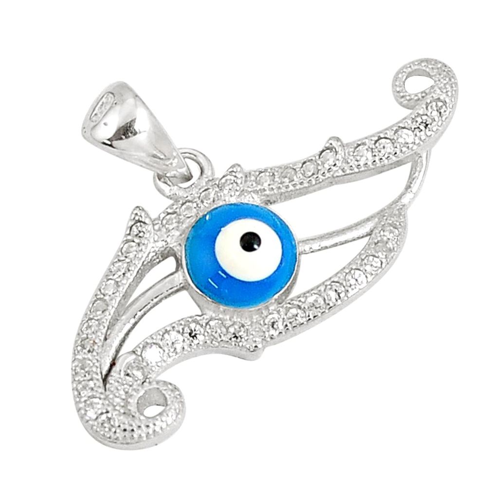 925 sterling silver 2.72cts blue evil eye talismans topaz pendant jewelry c18972