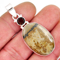 925 silver 14.98cts brown cotham landscape marble smoky topaz pendant y21240