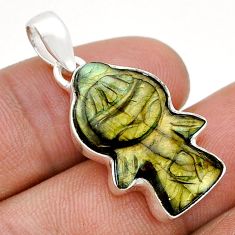 925 silver 11.20cts carving angel natural labradorite spectrolite pendant u74163