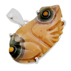 925 silver 12.71cts carving frog natural ocean sea jasper fancy pendant y94184