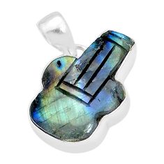 925 silver 16.54cts carving guitar blue labradorite spectrolite pendant u73312