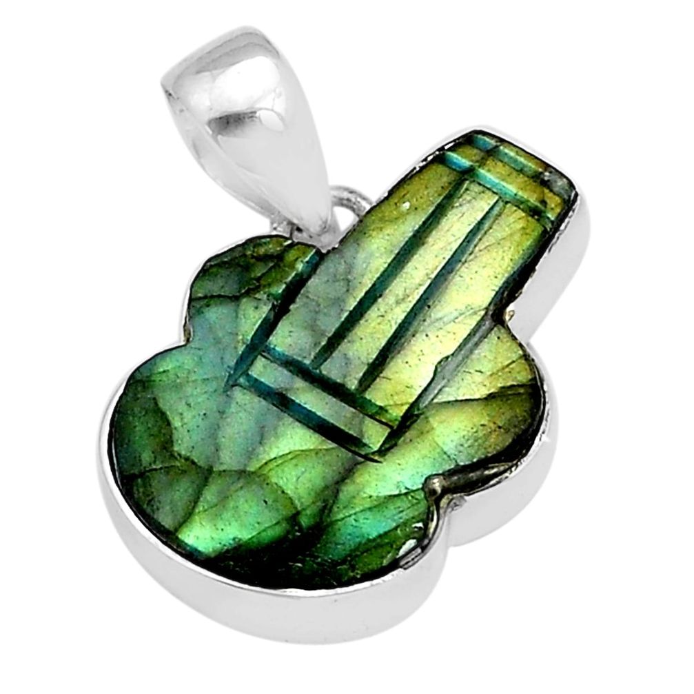 925 silver 15.02cts carving guitar blue labradorite spectrolite pendant u73320