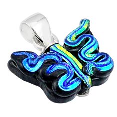 925 silver 10.48cts carving multi color dichroic glass butterfly pendant u28895