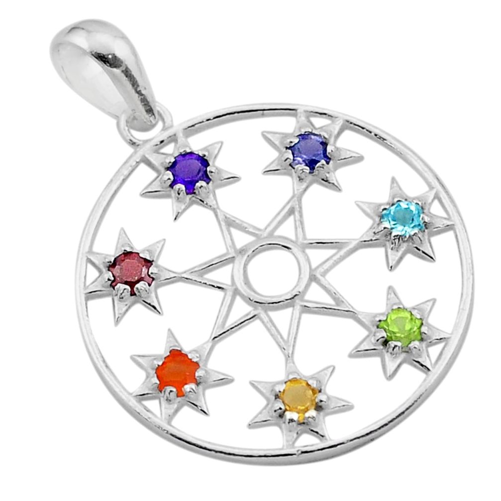 925 silver chakra amethyst cornelian topaz iolite star of david pendant t50419