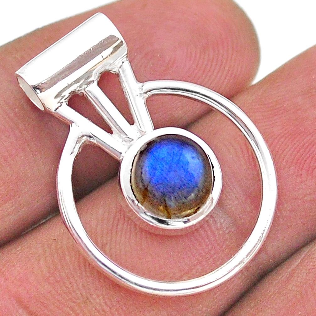 925 silver 2.86cts circle of life natural blue labradorite pendant t47097