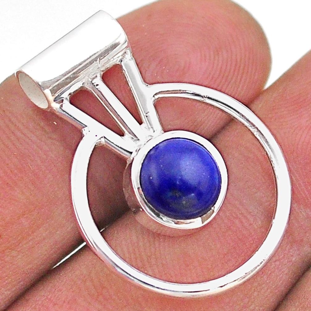 925 silver 2.81cts circle of life natural blue lapis lazuli round pendant t47085