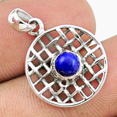 925 silver 0.83cts circle of life natural blue lapis lazuli round pendant u33943