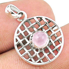 925 silver 0.83cts circle of life natural pink rose quartz round pendant u33953