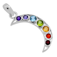 925 silver citrine amethyst topaz garnet peridot cornelian chakra pendant n37956