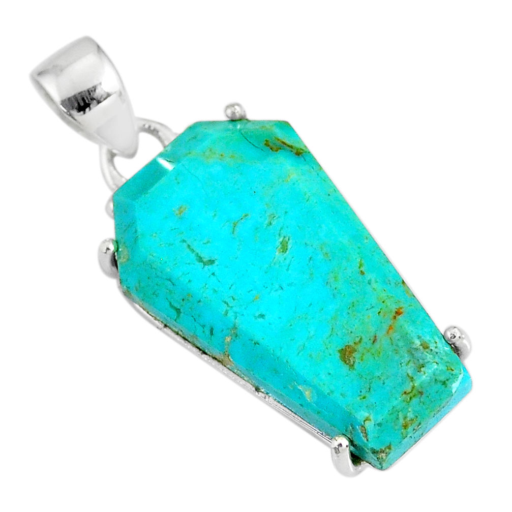 925 silver 13.05cts coffin green arizona mohave turquoise pendant r81964