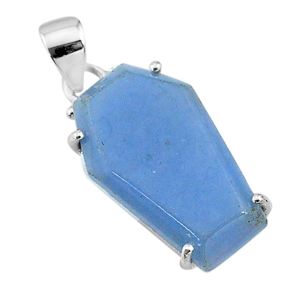 925 silver 13.13cts coffin natural blue angelite fancy pendant jewelry t11844