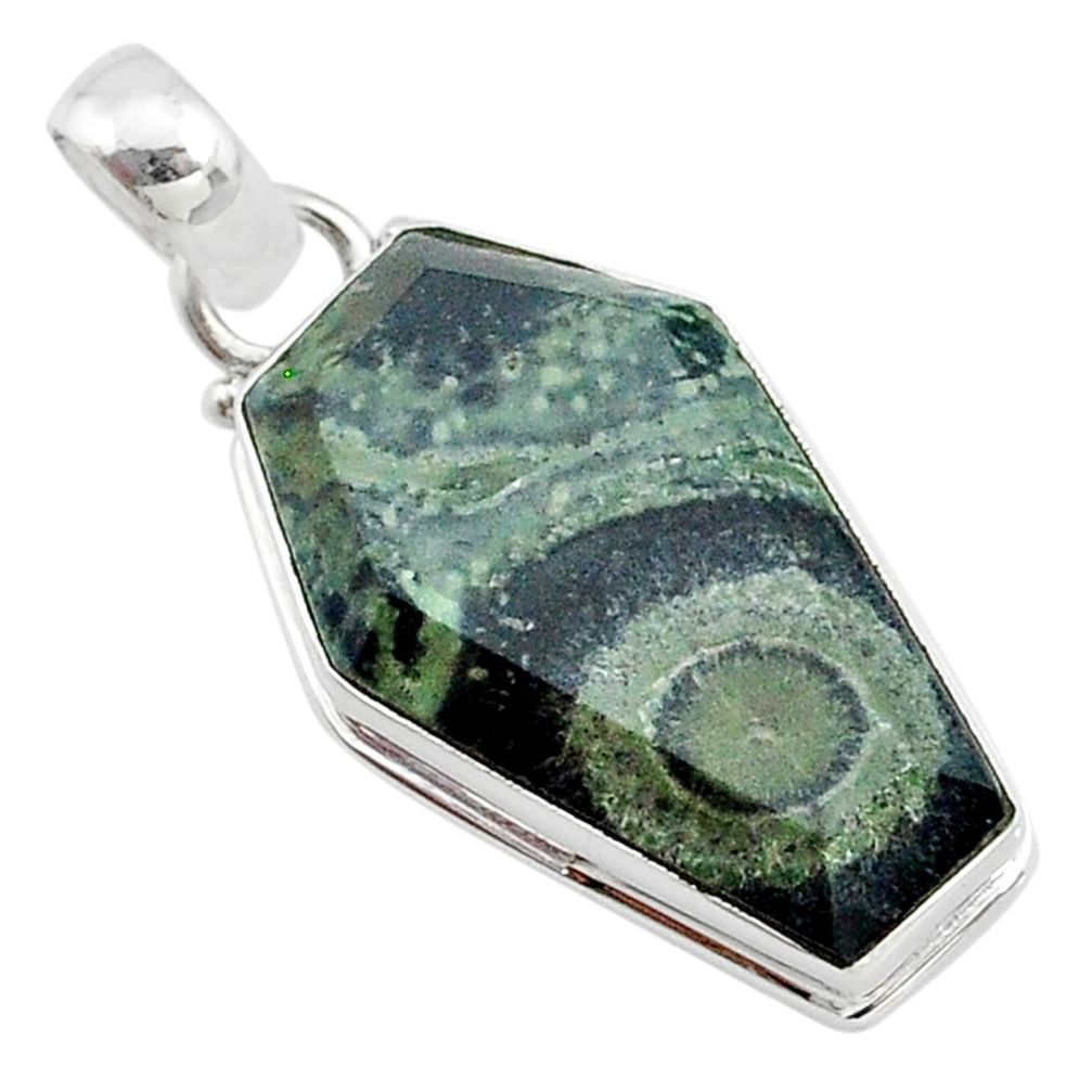 925 silver 15.08cts coffin natural kambaba jasper (stromatolites) pendant t11757