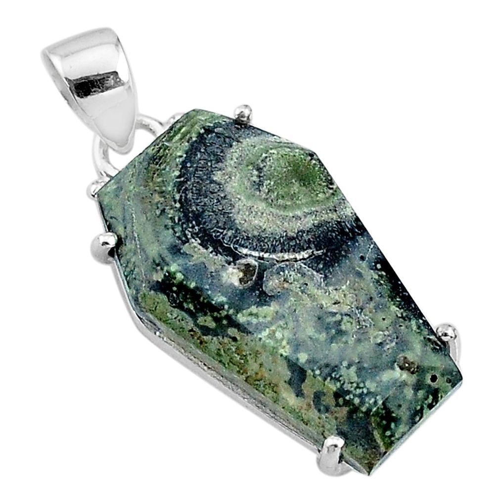 925 silver 13.13cts coffin natural kambaba jasper (stromatolites) pendant t11871