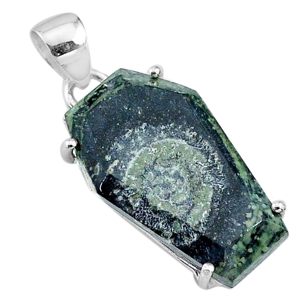 925 silver 14.25cts coffin natural kambaba jasper (stromatolites) pendant t11875